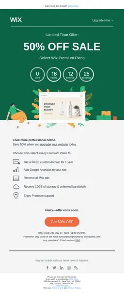 Wix countdown timer in email.