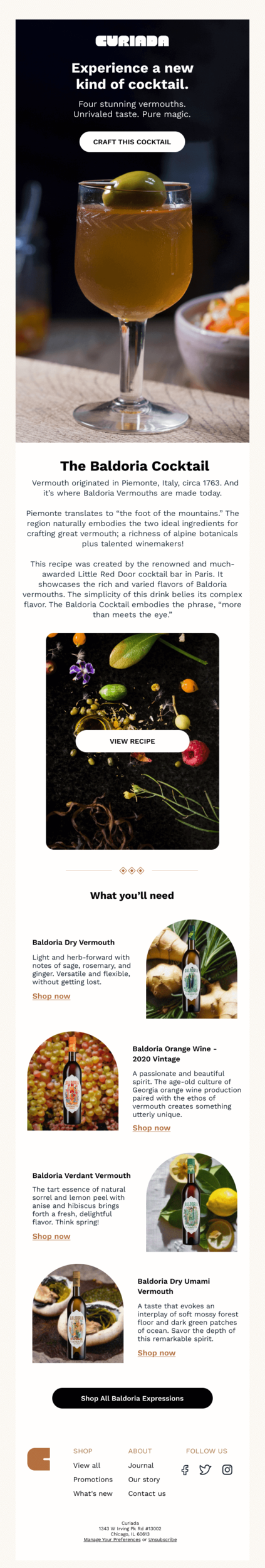 World Cocktail Day email example.