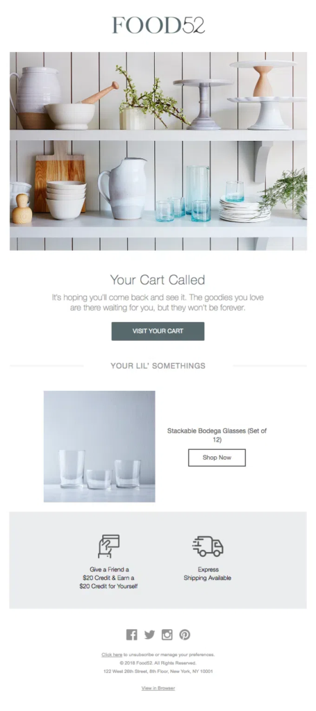 Customized email offer example.