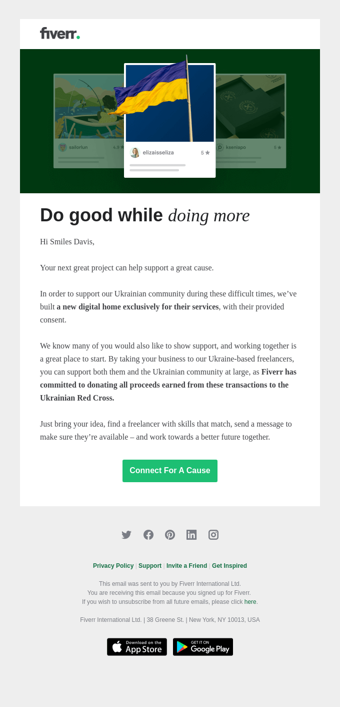 Join Hands Day email example.