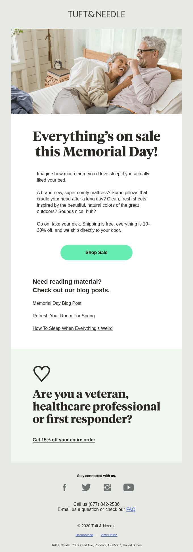 Memorial Day email example.