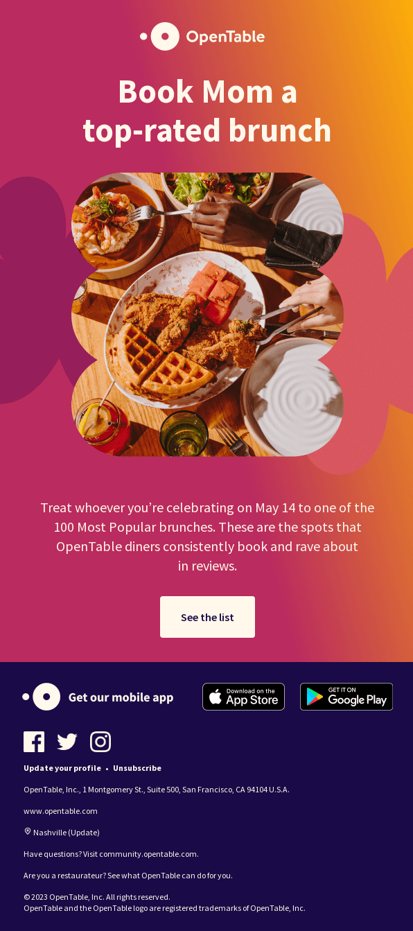 Mother's Day email example.
