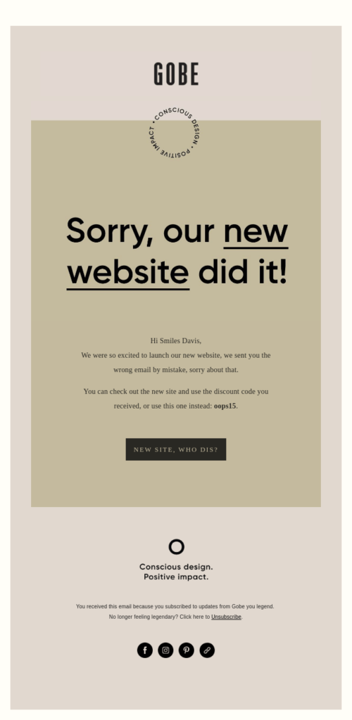 National Apology Day email example.