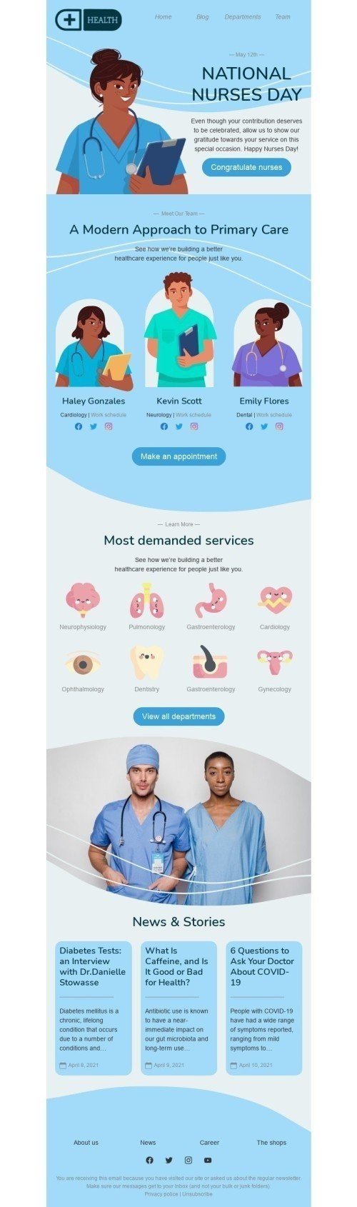 National Nurses Week email example.