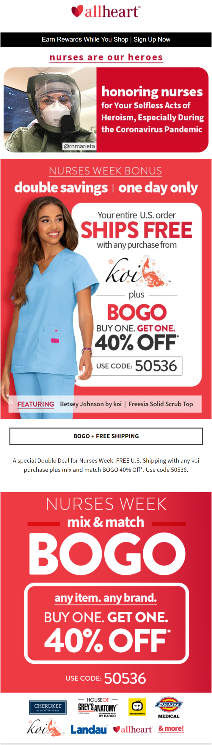 National Nurses Week email example.