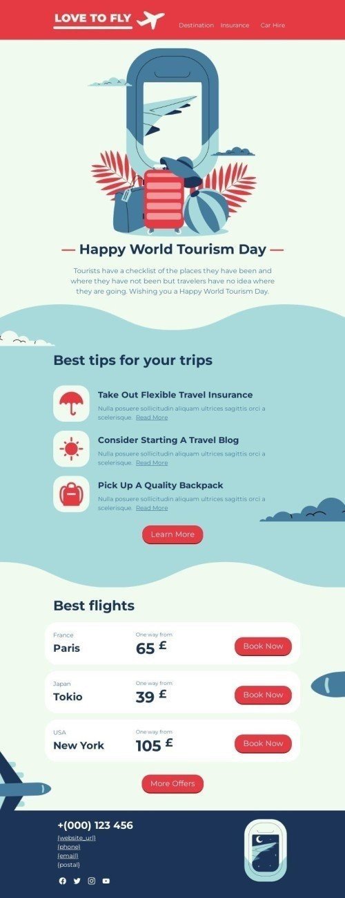 National Day of Tourism email example.