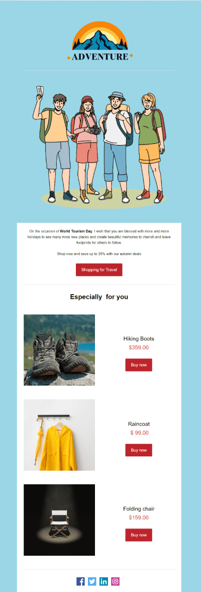 National Day of Tourism email example.