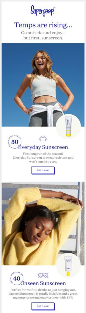 National Safe Sun Week email example.