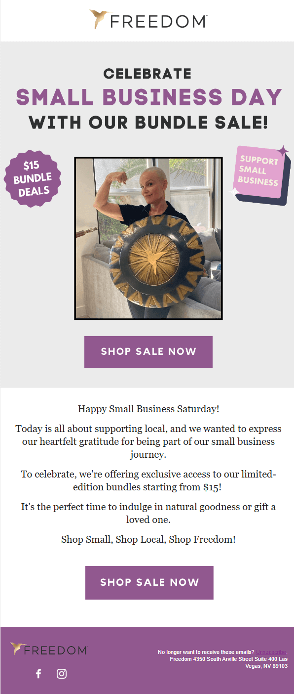 Small Business Week email example.