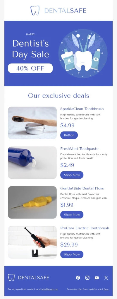 I Love My Dentist Day email example.