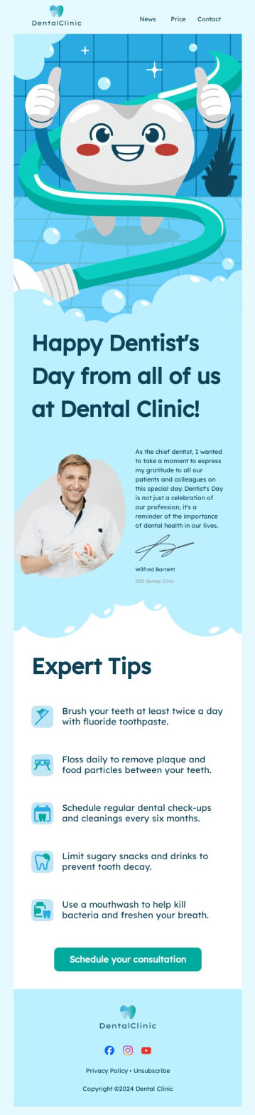I Love My Dentist Day email example.