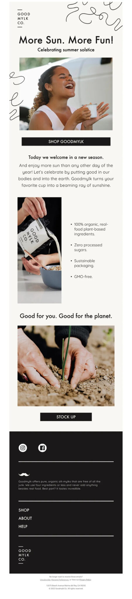 Summer Solstice email example.