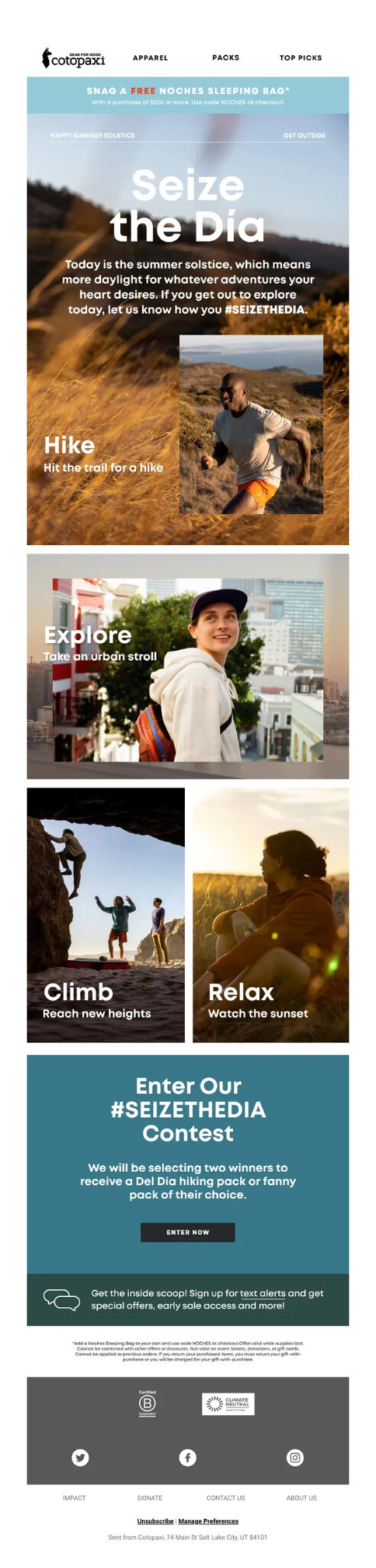Summer Solstice email example.