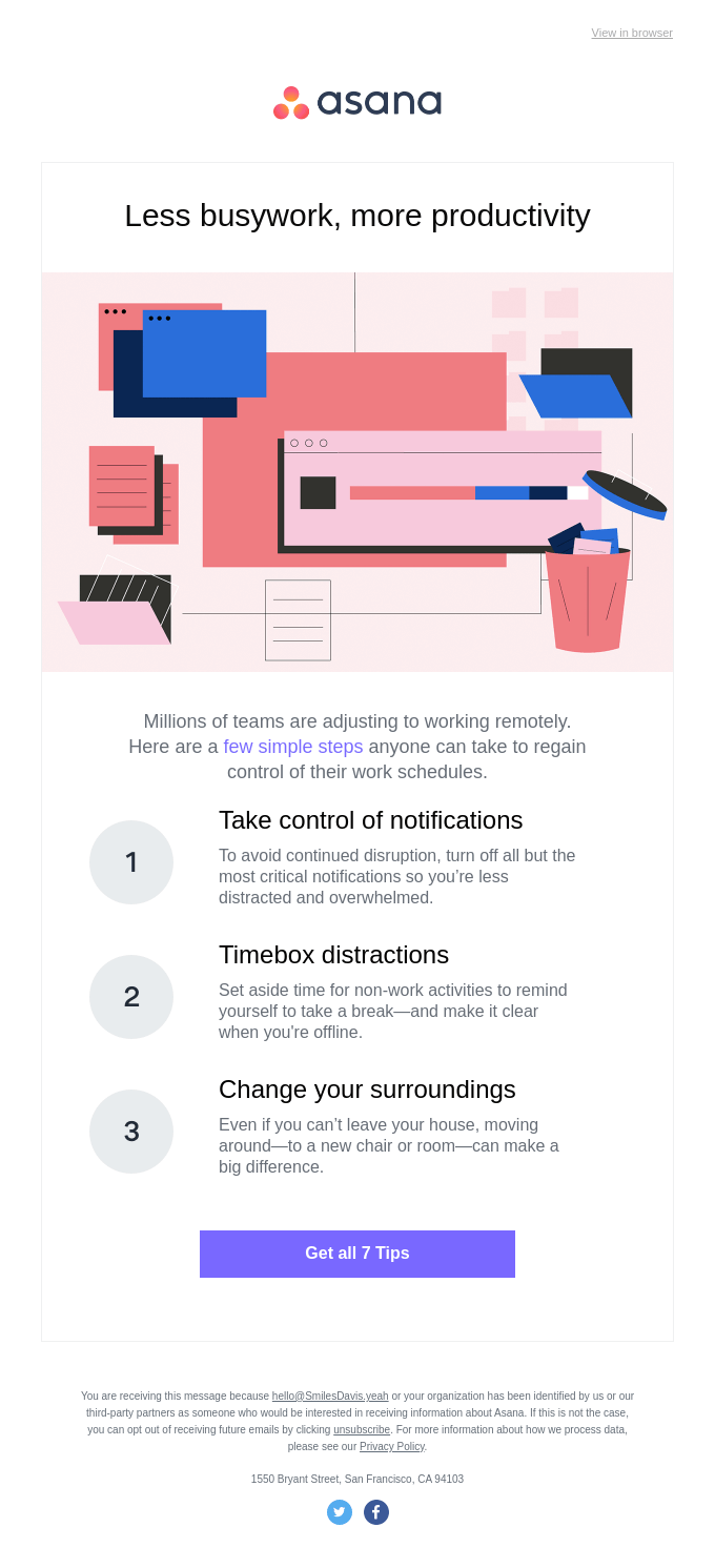 World Productivity Day email design.