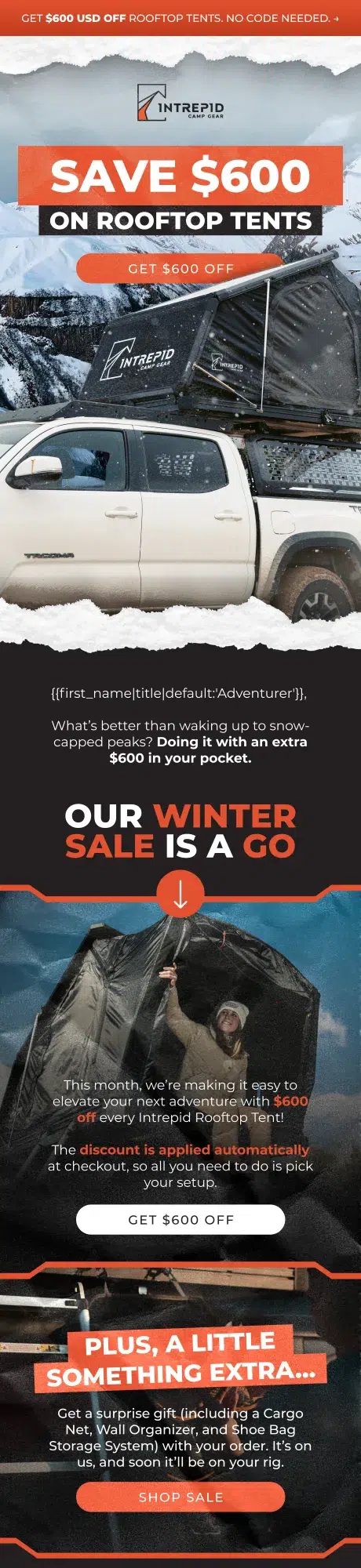 Email design for outdoor case study by Intrepid.