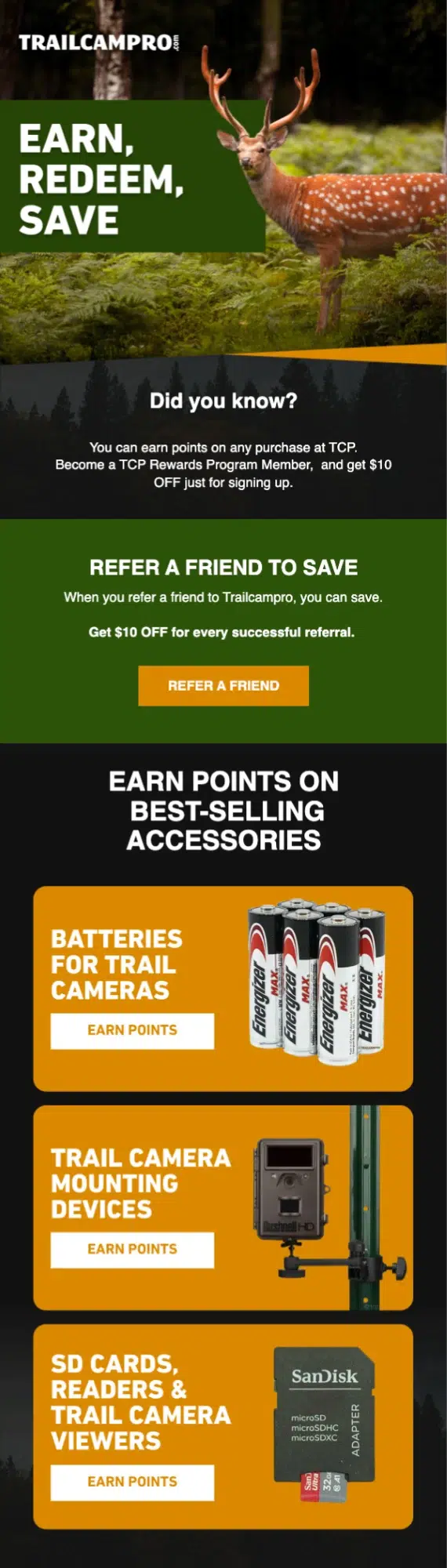 Email design for outdoor case study by Trailcampro.